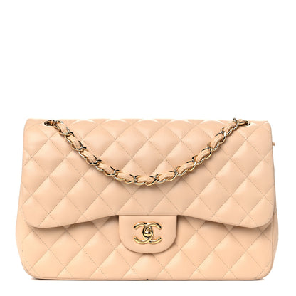 Chanel Lambskin Quilted Jumbo Double Flap Beige Clair 1 of 18