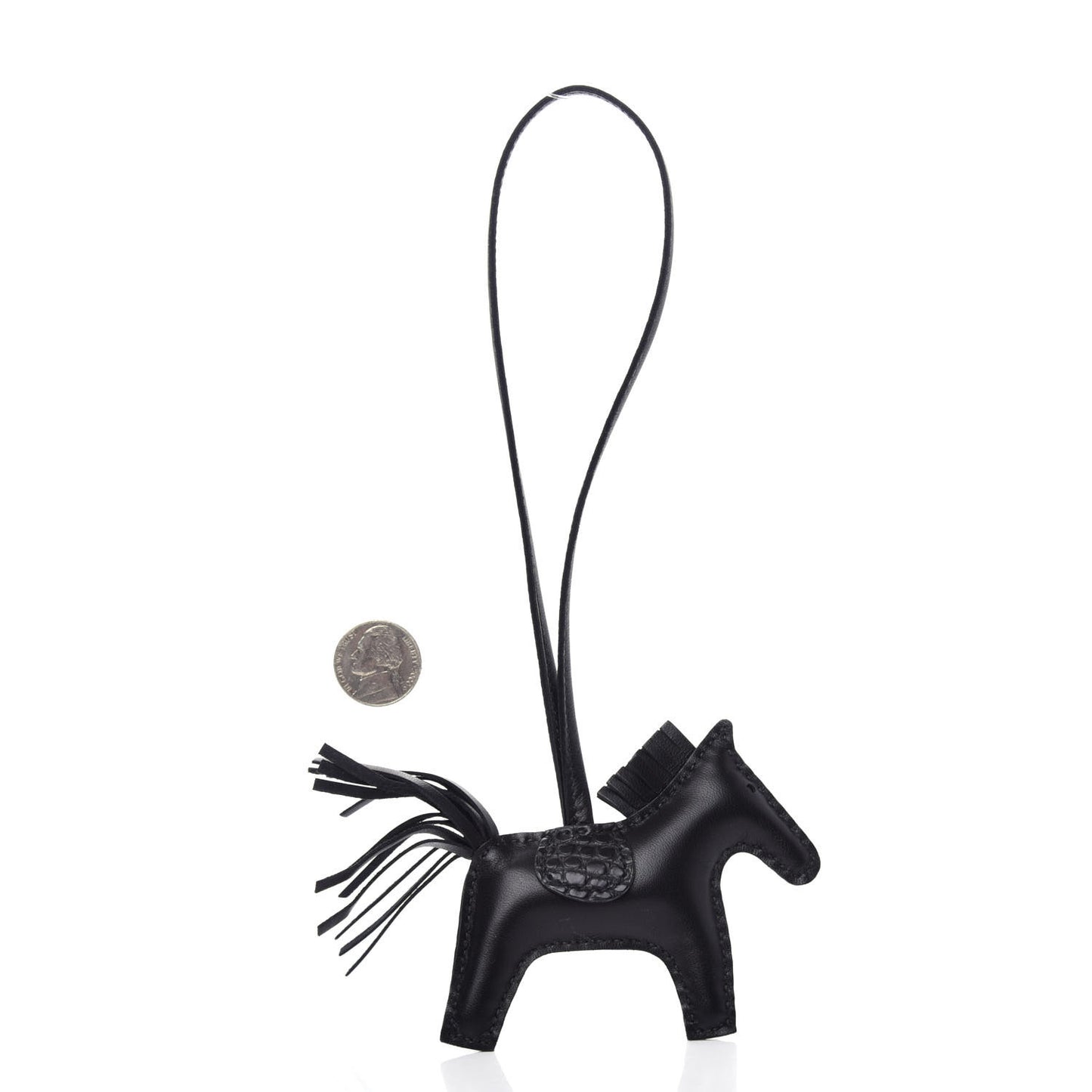 Milo Lambskin Matte Alligator Touch Grigri Rodeo Horse Bag Charm PM So Black