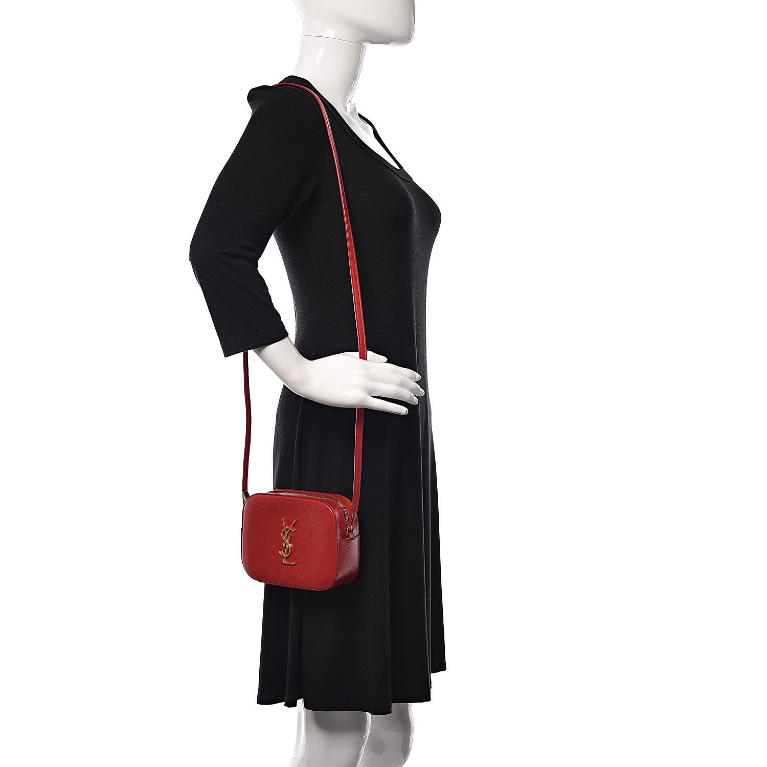 Saint Laurent Grain De Poudre Small Classic Monogram Camera Bag New Red 2 of 9