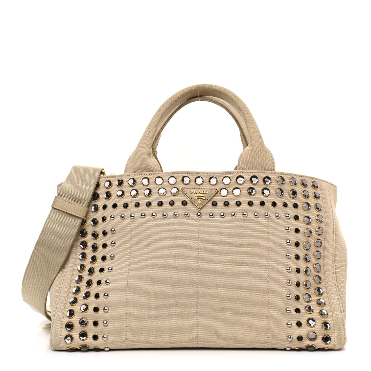 Prada Canapa Crystal Studded Tote Corda 1 of 16