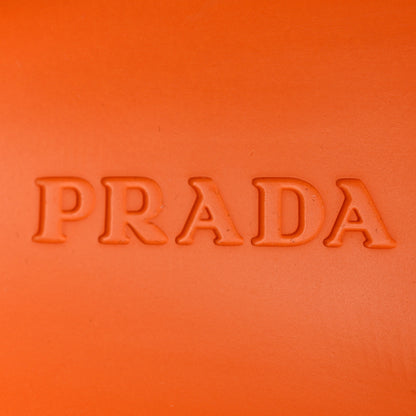 Prada EVA Rubber Triangle Logo Embossed Womens Lug Sole 20mm Slide Sandals 38 Papaya 6 of 8