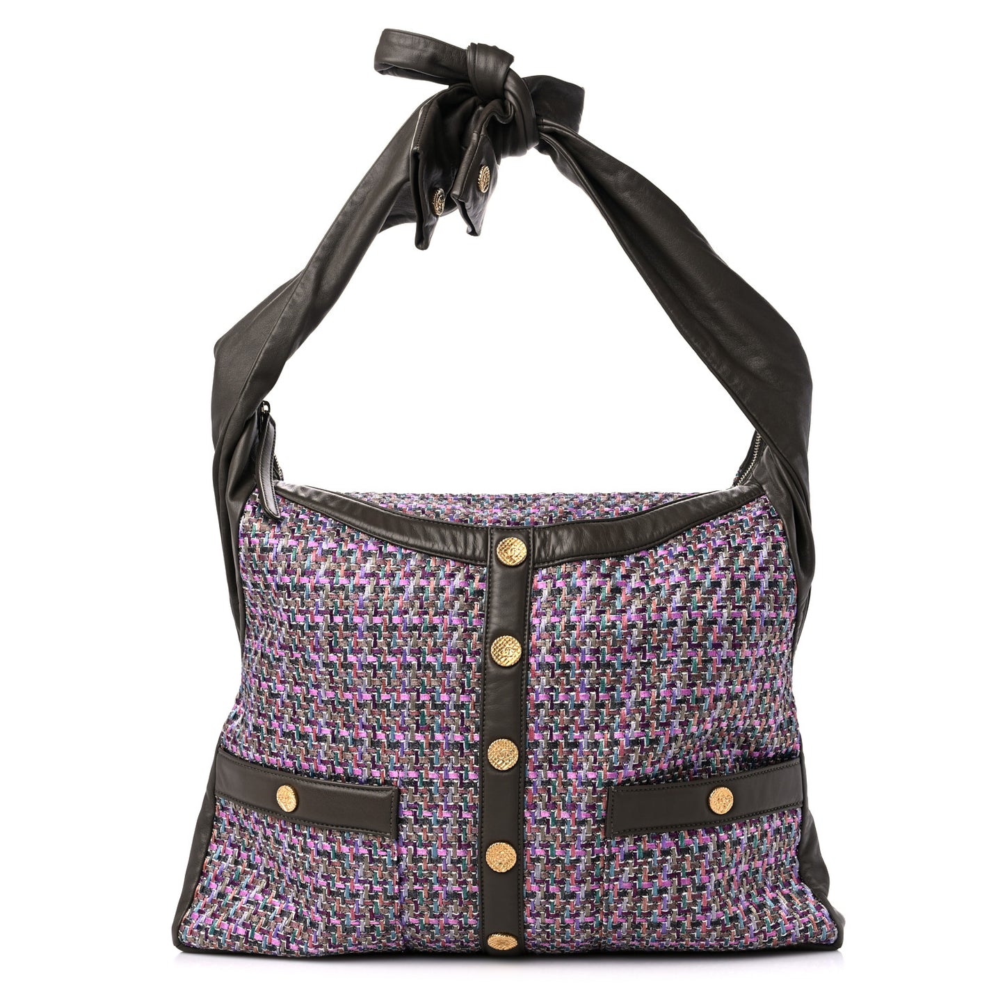 Tweed Lambskin Large Girl Bag Purple Multicolor