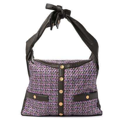 Chanel Tweed Lambskin Large Girl Bag Purple Multicolor 1 of 9