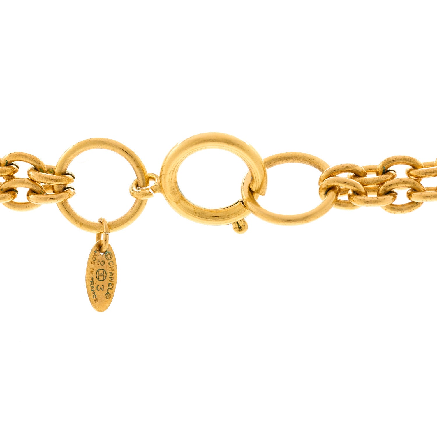 Chanel Metal CC Cross Long Pendant Double Chain Necklace Gold 5 of 6
