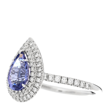 Tiffany Platinum Diamond Tanzanite Soleste Pear Cut Ring 56 7.75 3 of 6