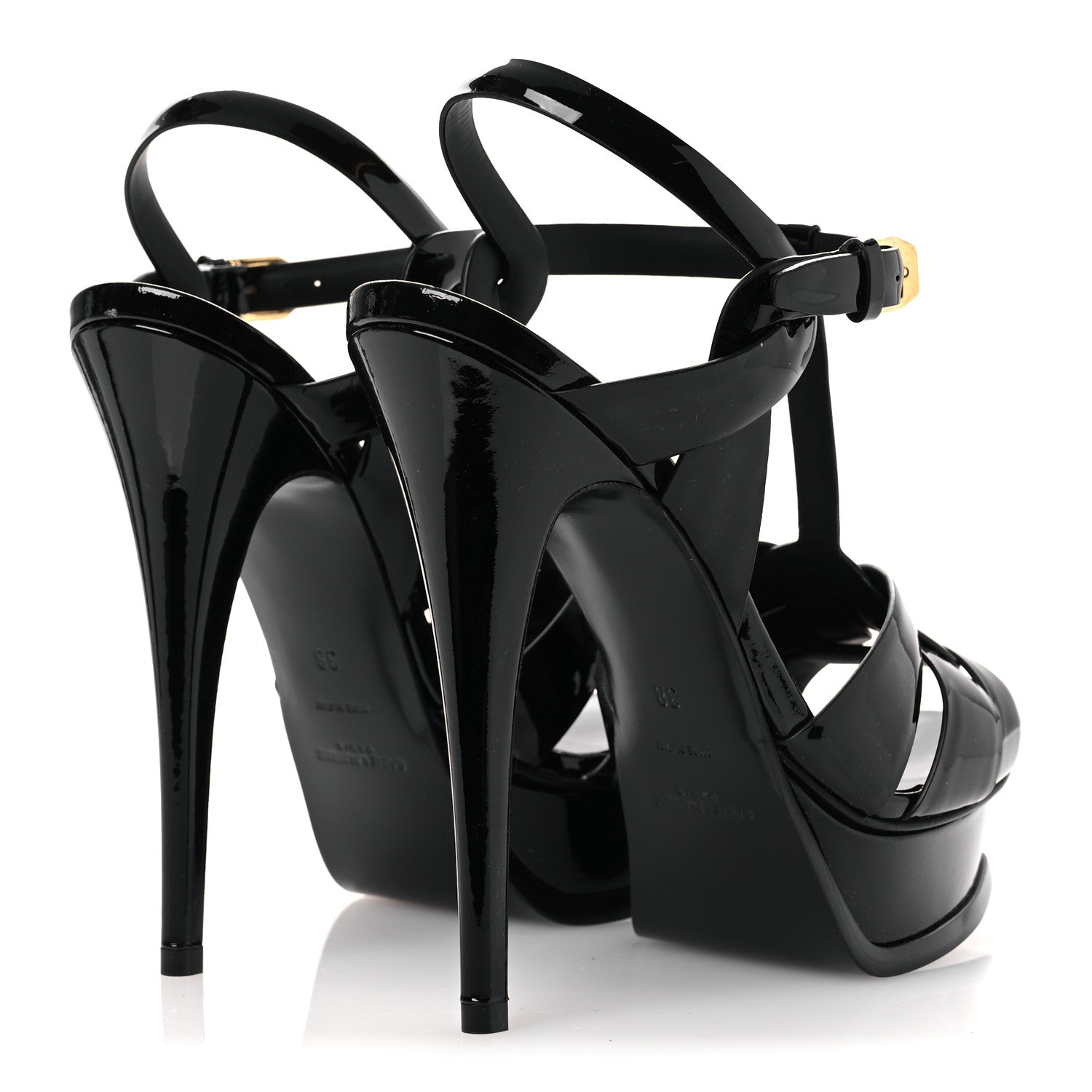 Saint Laurent Patent Tribute 105 Platform Sandals 38 Black 5 of 11