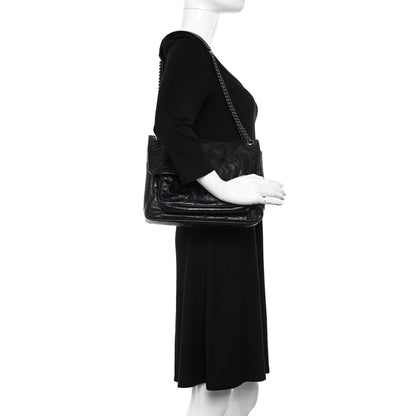 Saint Laurent Crinkled Calfskin Matelasse Monogram Medium Niki Chain Satchel Black 2 of 13