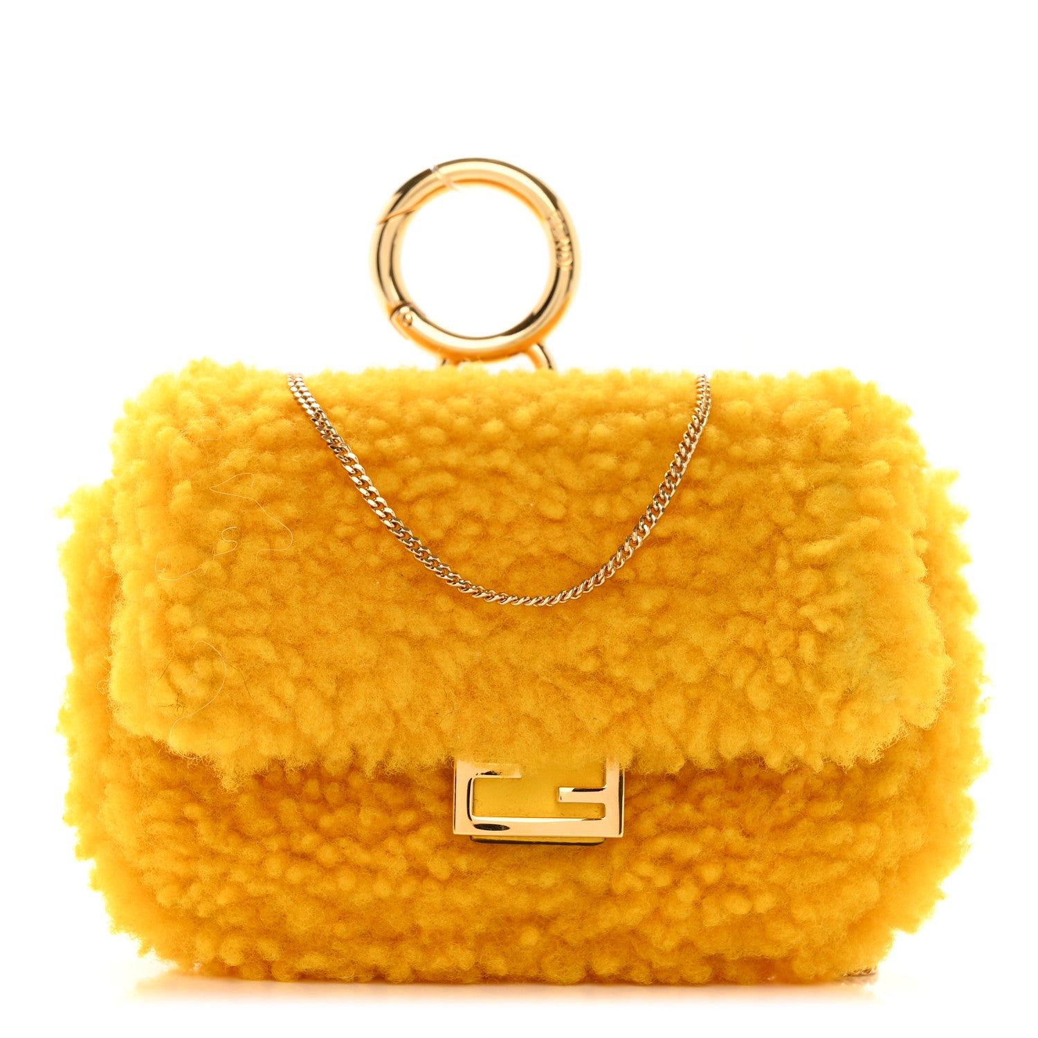 Fendi Shearling Vitello Grace Nano Baguette Charm Narciso 1 of 12