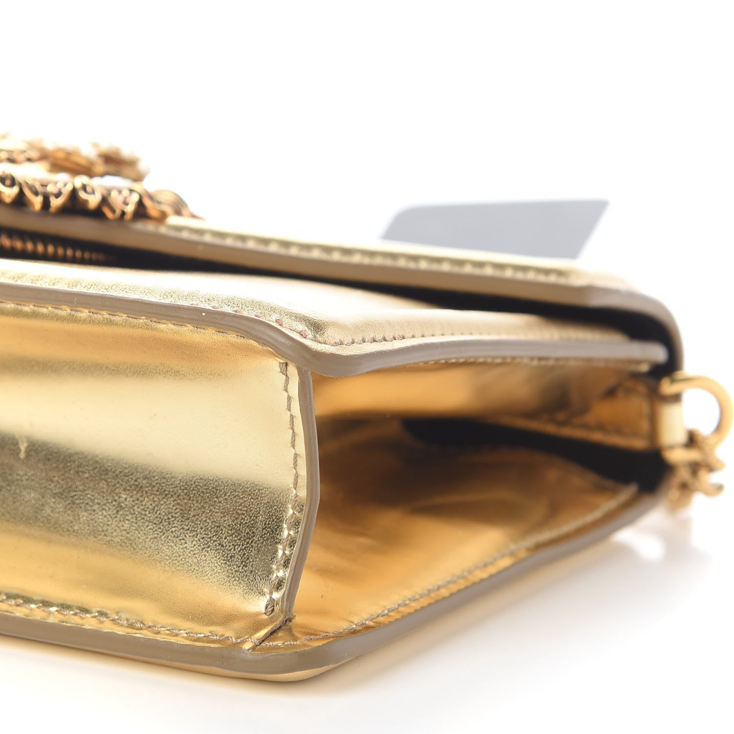 Dolce & Gabbana Smooth Calfskin Devotion Envelope Top Handle Bag Gold 9 of 9
