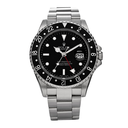 Rolex Stainless Steel 40mm Oyster Perpetual Date GMT Master II Watch Black 16710 1 of 4