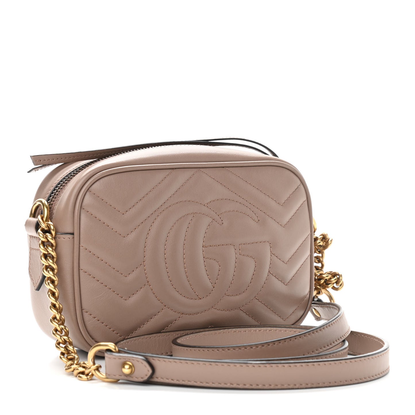 Calfskin Matelasse Mini GG Marmont Chain Shoulder Bag Porcelain Rose