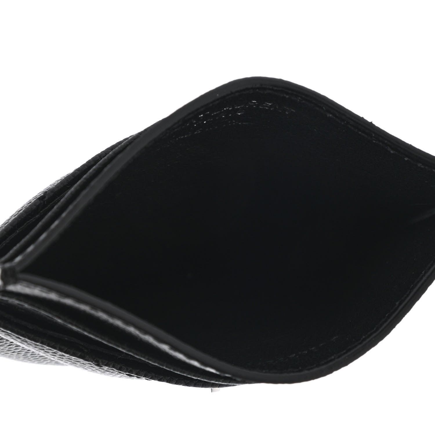 Saint Laurent Grain De Poudre Matelasse Chevron Monogram Credit Card Case Black 5 of 8