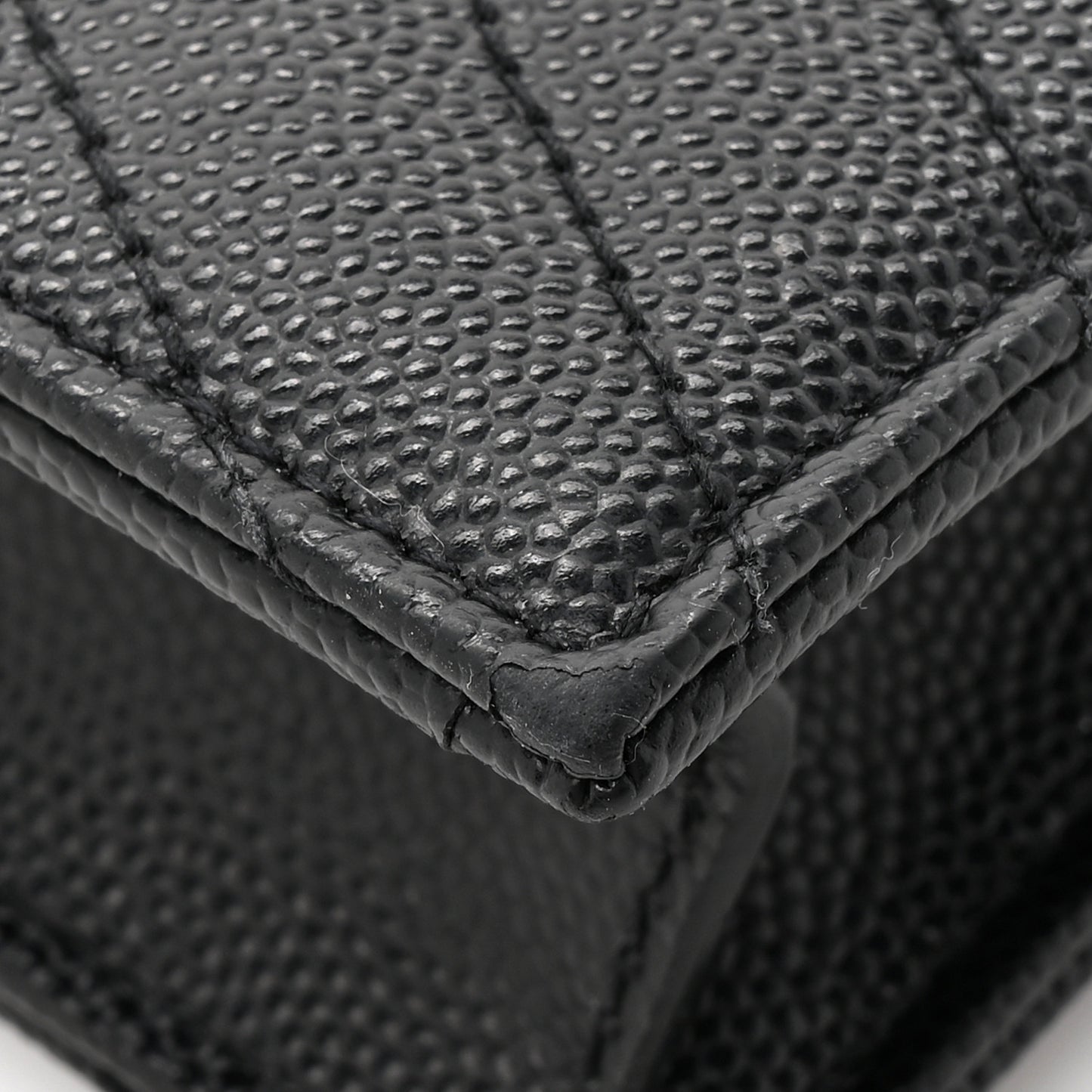 Grain De Poudre Matelasse Chevron Monogram Envelope Chain Wallet Black