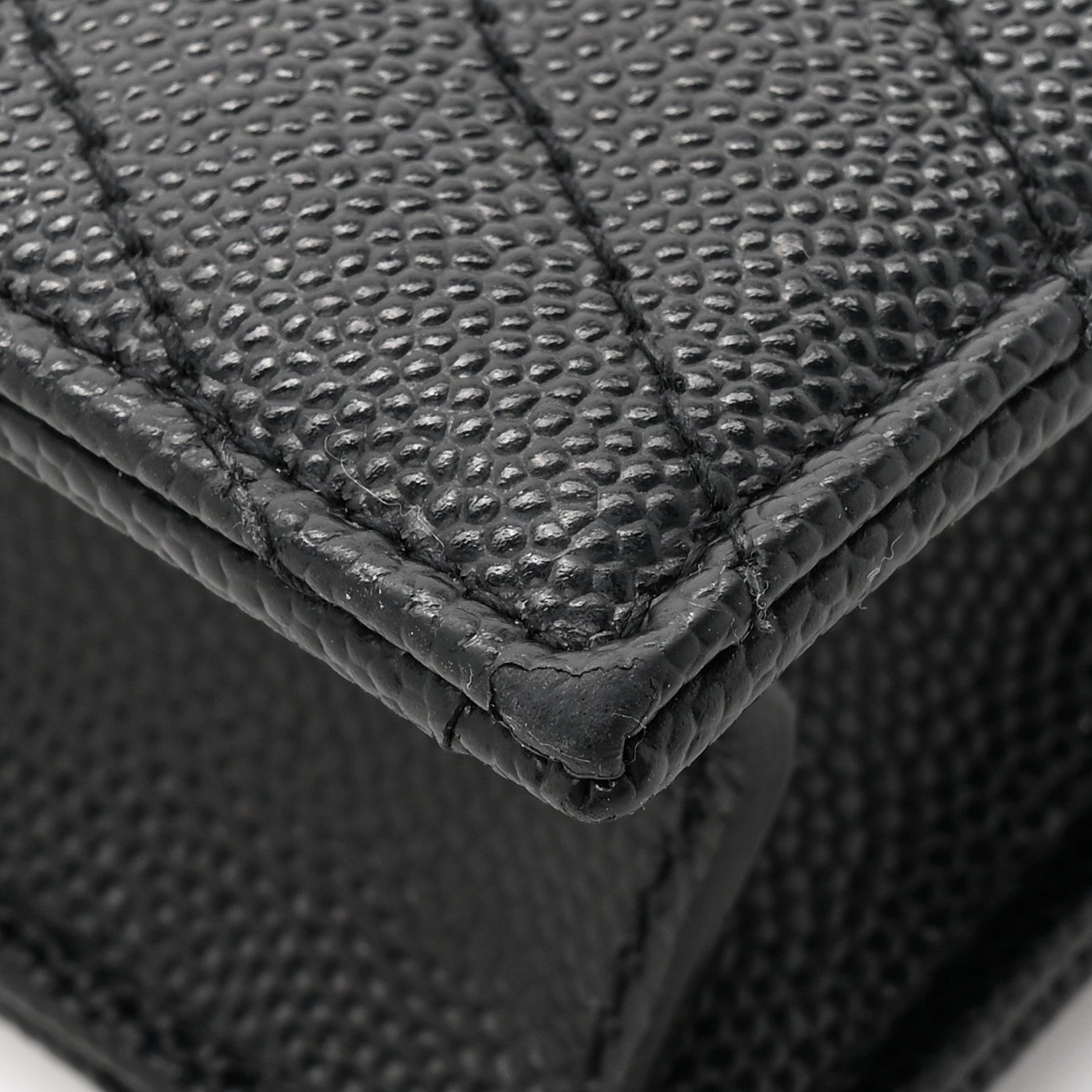 Saint Laurent Grain De Poudre Matelasse Chevron Monogram Envelope Chain Wallet Black 11 of 13