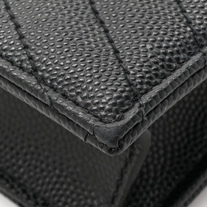 Saint Laurent Grain De Poudre Matelasse Chevron Monogram Envelope Chain Wallet Black 11 of 13