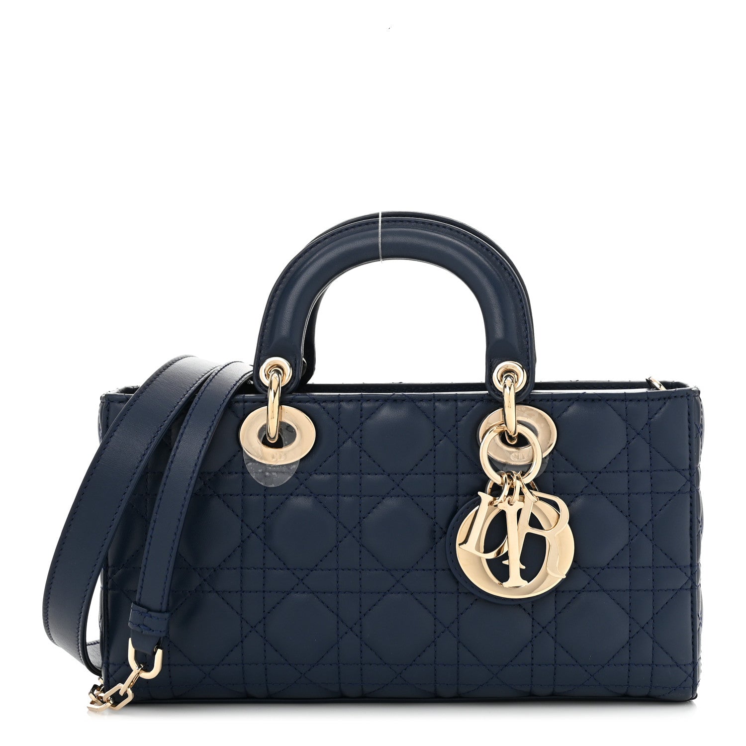 Christian Dior Lambskin Cannage Medium Lady D-Joy Blue 1 of 10