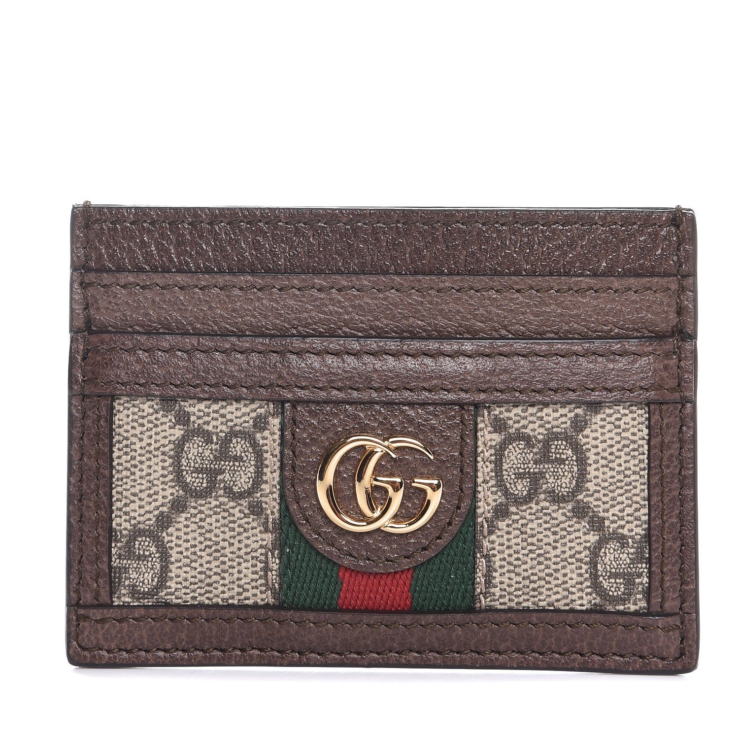Gucci GG Supreme Monogram Ophidia Card Holder Brown 1 of 6
