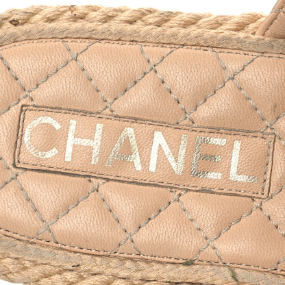 Chanel Cord Lambskin Quilted Logo Mules 39 Beige 8 of 17