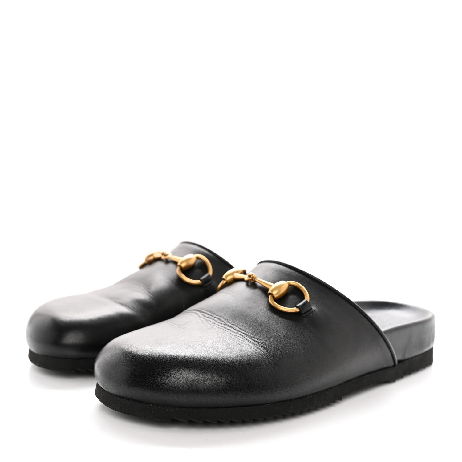 Gucci Jakarta Calfskin Womens Horsebit Slippers 36 Black 3 of 10