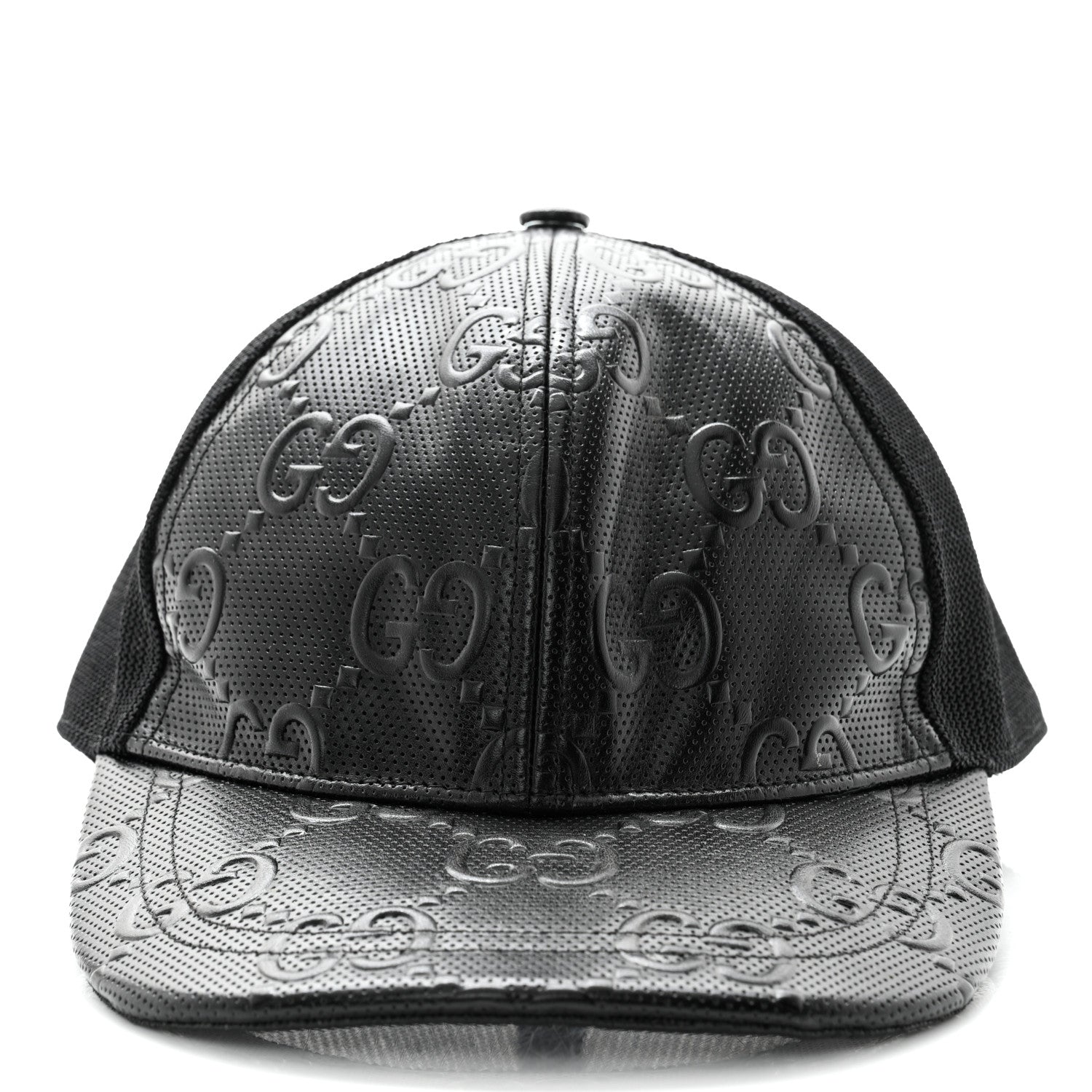 Gucci Calfskin Mesh GG Tennis Embossed Gary Baseball Hat M Black 6 of 18