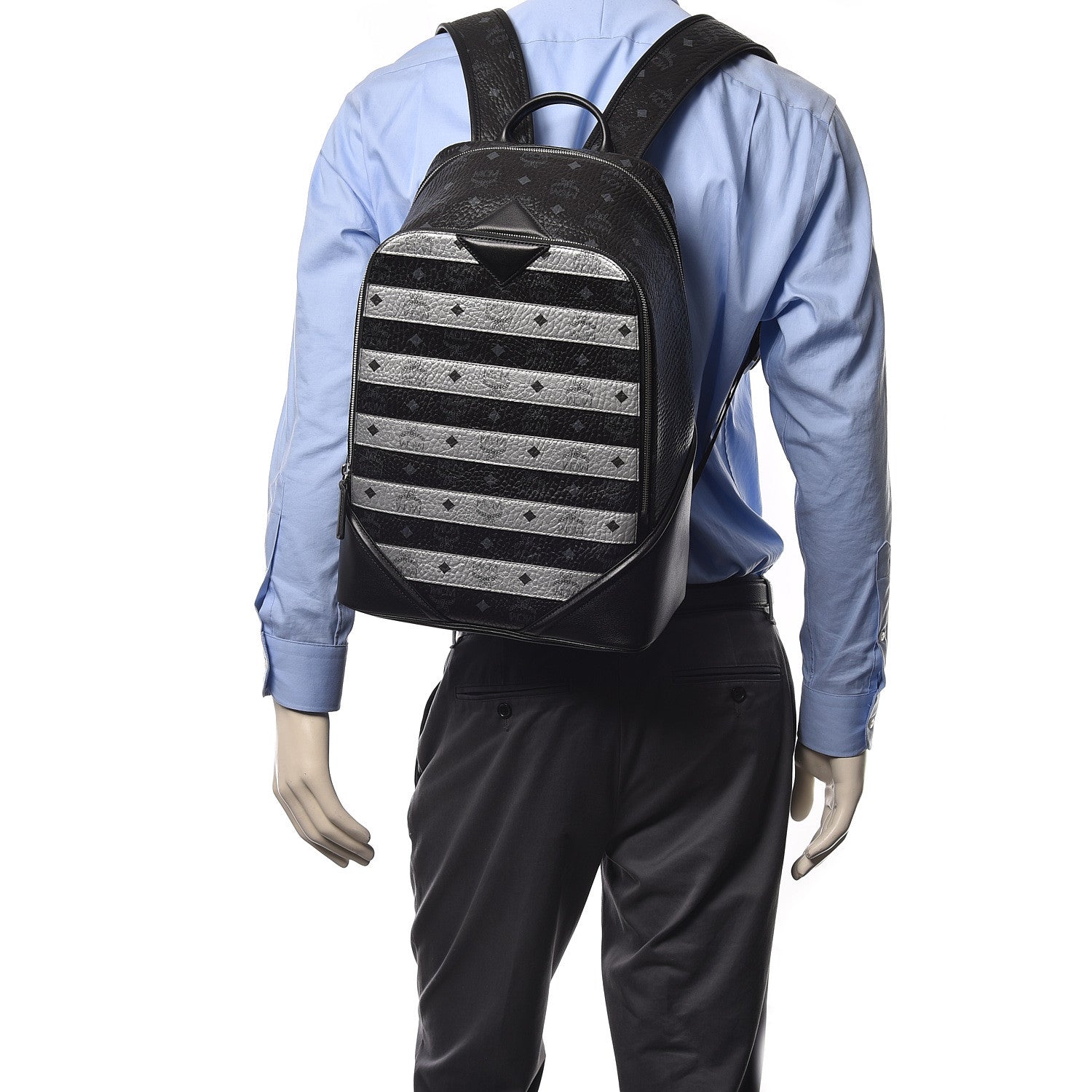 MCM Metallic Visetos Spot MD Backpack Silver Black 2 of 14