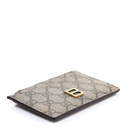 Gucci X BALENCIAGA GG Supreme Monogram Zip Card Case Beige Ebony 4 of 7
