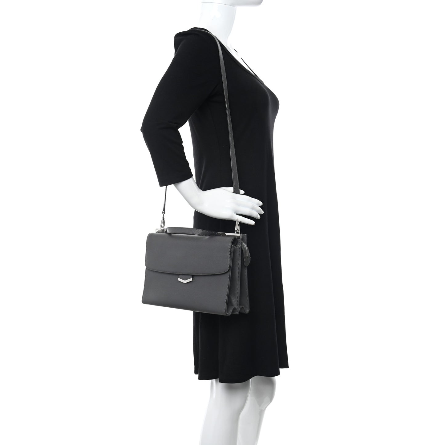 Vitello Elite Flamingo Demi Jour Shoulder Bag Grey