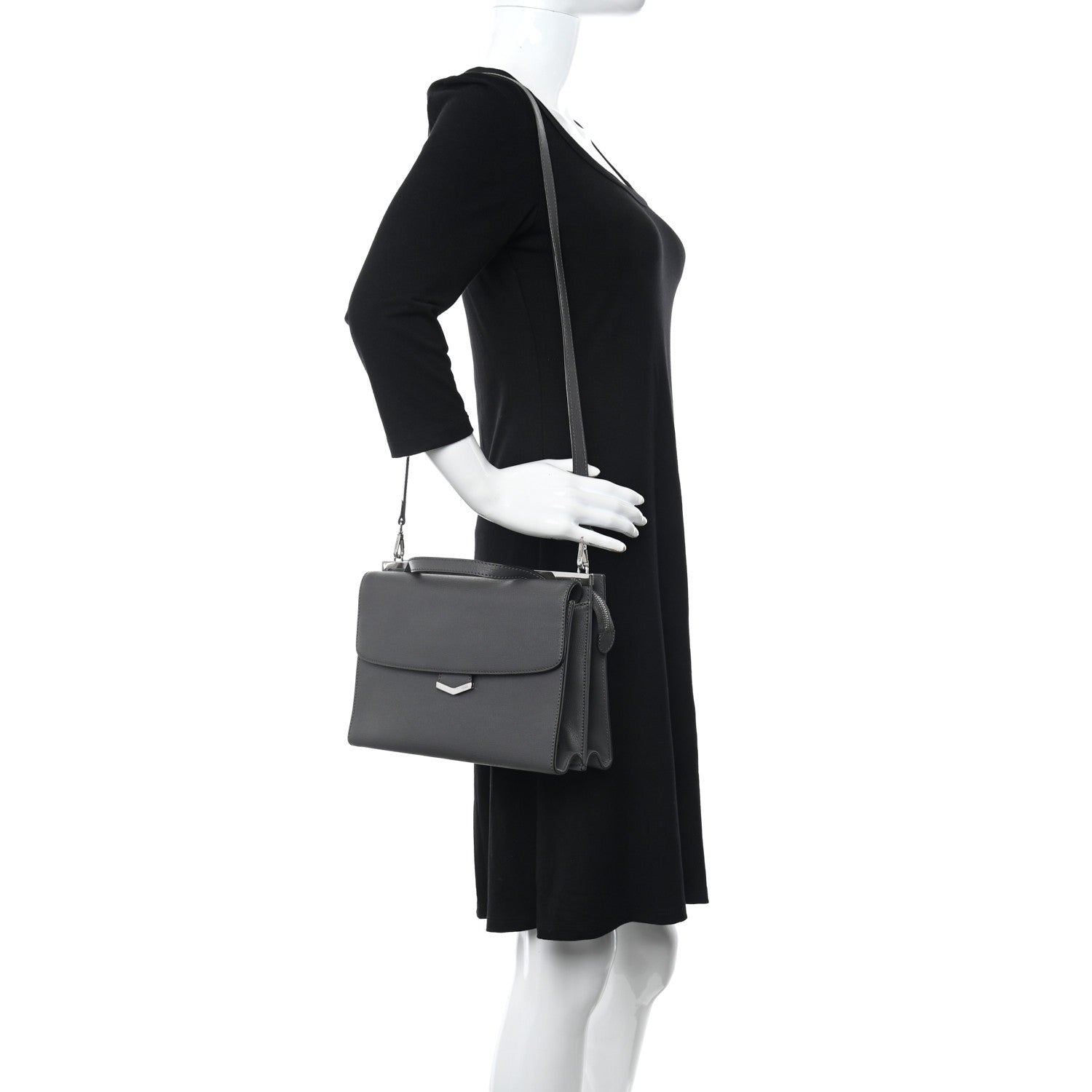Fendi Vitello Elite Flamingo Demi Jour Shoulder Bag Grey 2 of 10