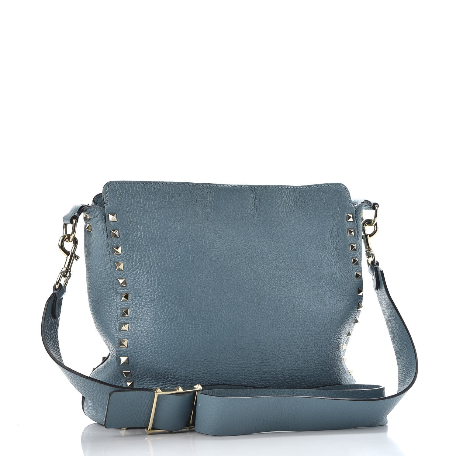Valentino Garavani Pebbled Calfskin Small Rockstud Flip-Lock Messenger Bag Light Blue 2 of 8