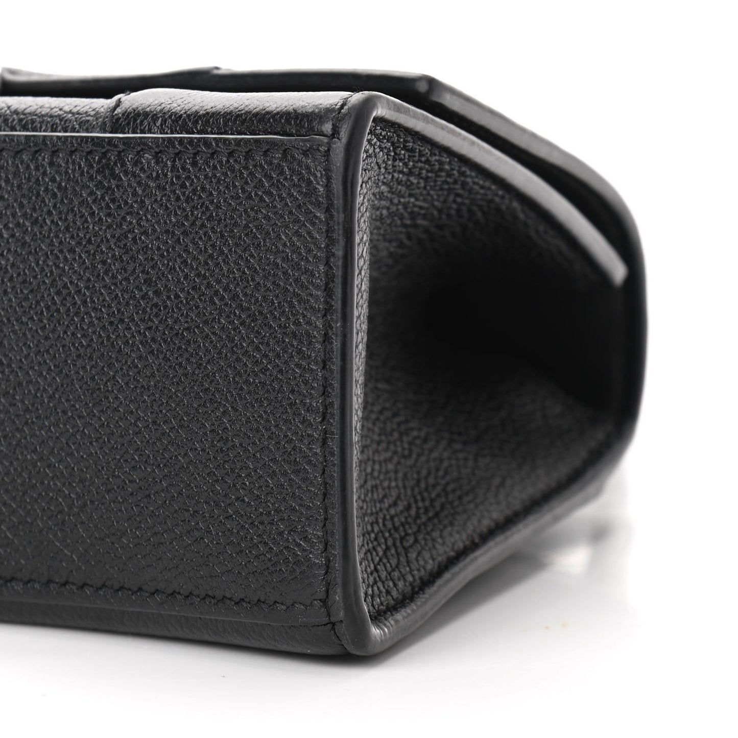 Grained Calfskin Hourglass Top Handle Bag XS Black