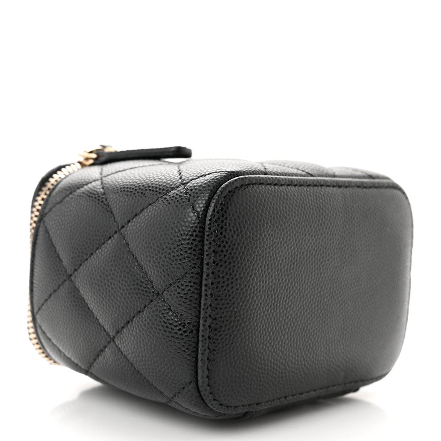 Caviar Quilted Mini Vanity Case With Chain Black