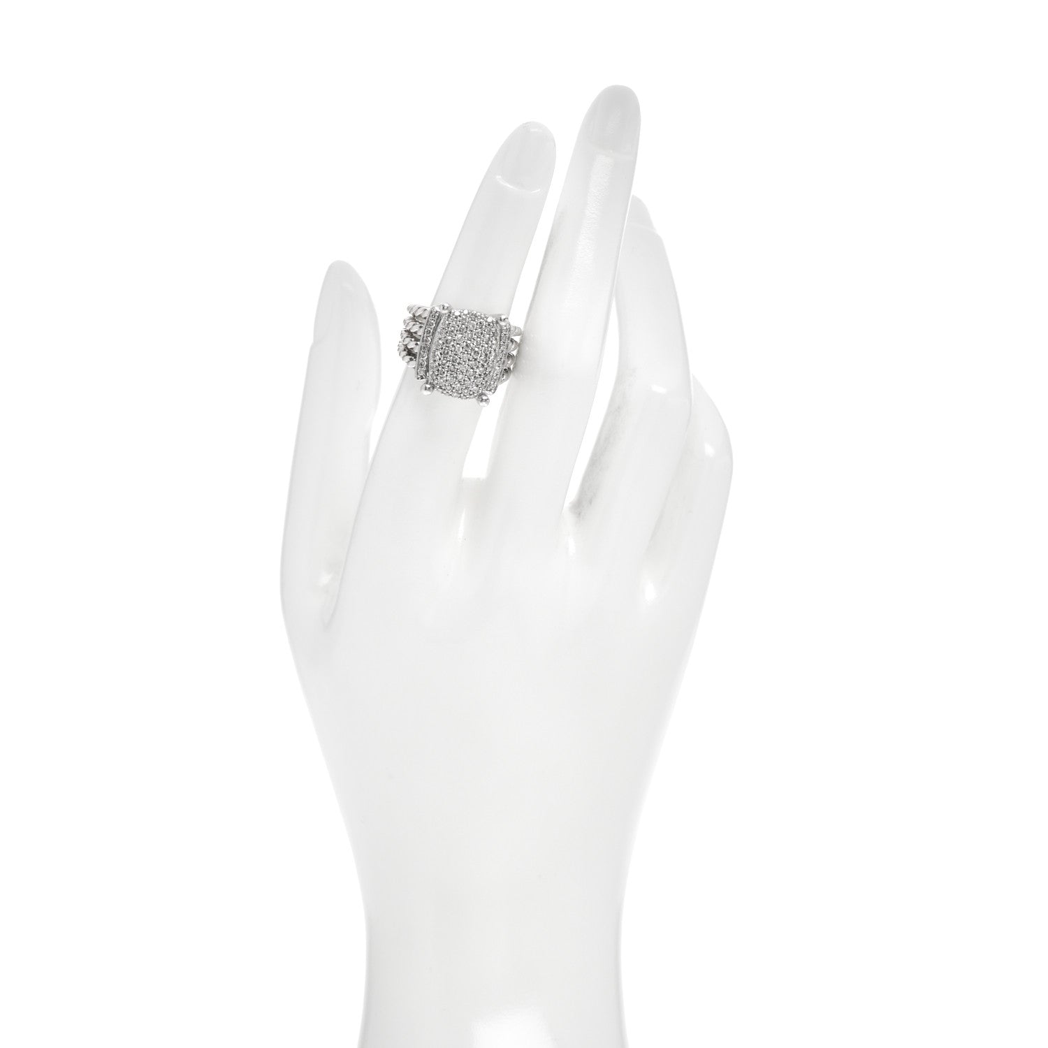 David Yurman Sterling Silver Diamond 16mm Wheaton Ring 51 5.75 2 of 6