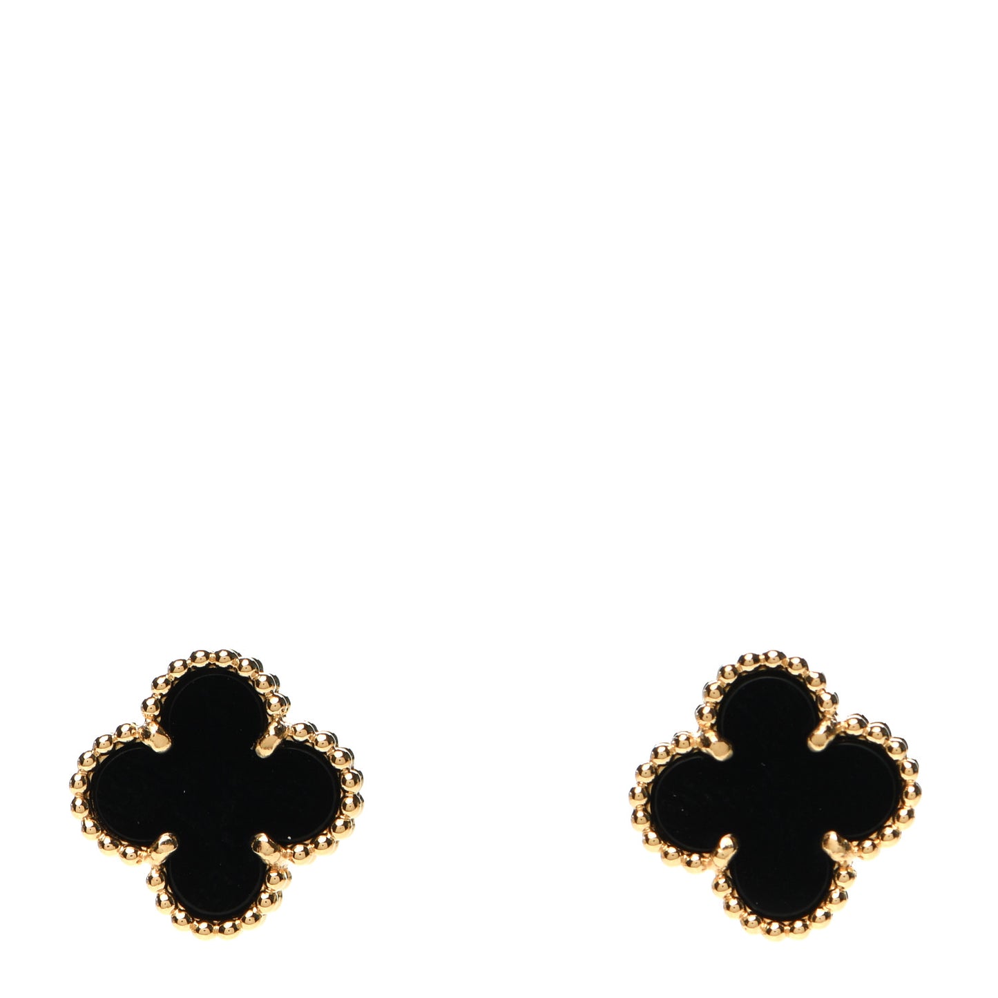 18K Yellow Gold Black Onyx Sweet Alhambra Earrings