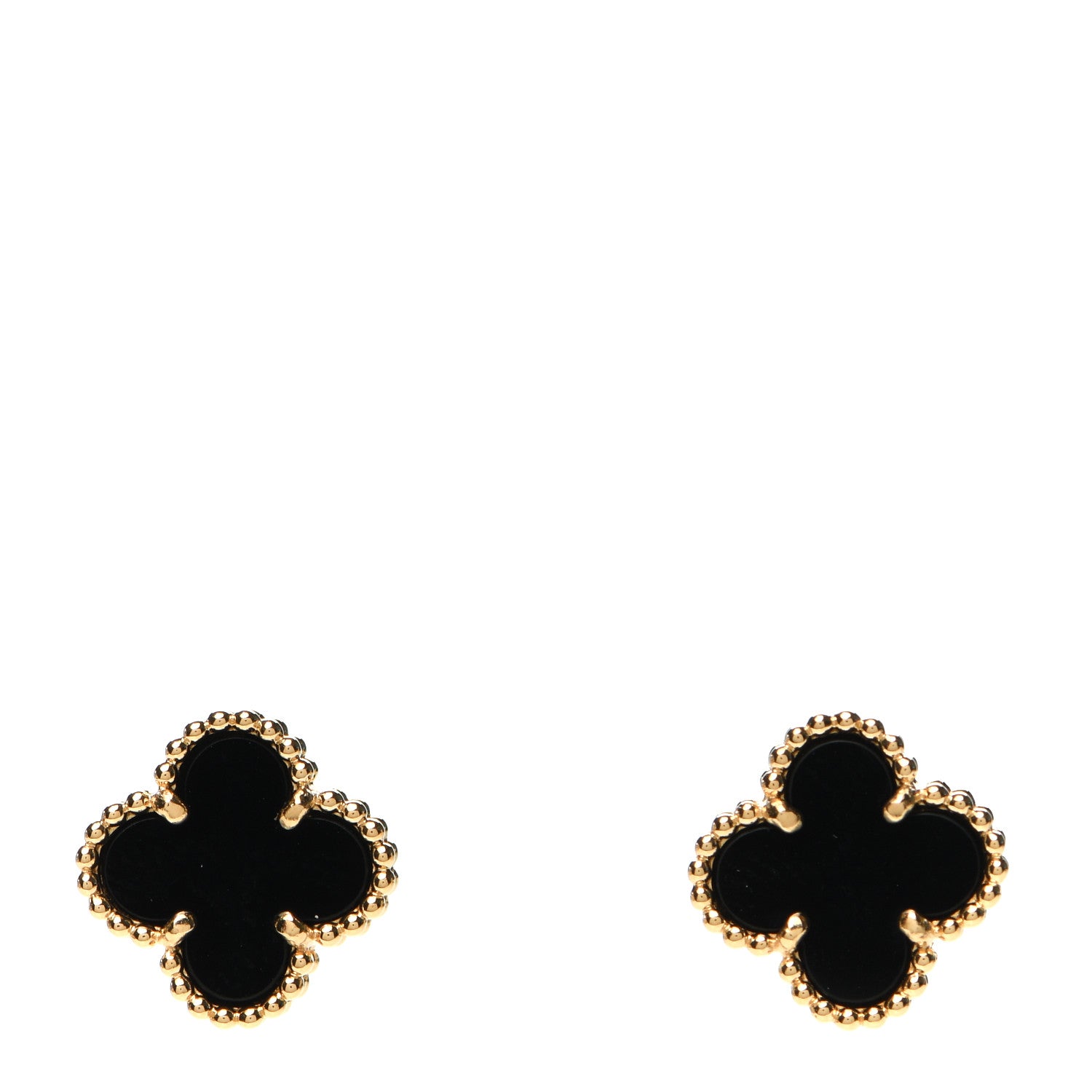 Van Cleef & Arpels 18K Yellow Gold Black Onyx Sweet Alhambra Earrings 1 of 5