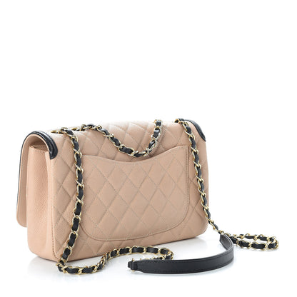 Chanel Caviar Quilted Medium CC Filigree Flap Beige Black 3 of 10