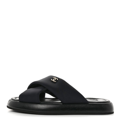 Chanel Fabric CC Mules Sandals 41 Black 1 of 8