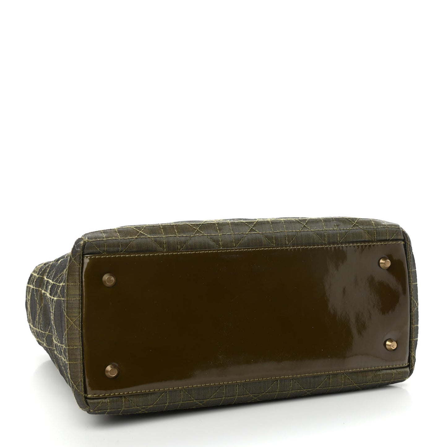 Coated Canvas Patent Cannage Medium Lady Dior Dark Green