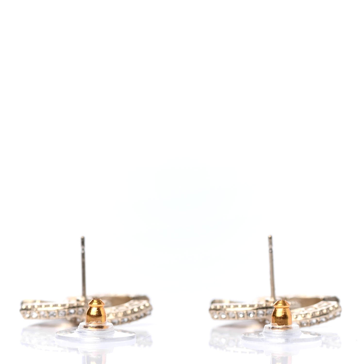 Chanel Crystal Timeless CC Earrings Light Gold 3 of 4