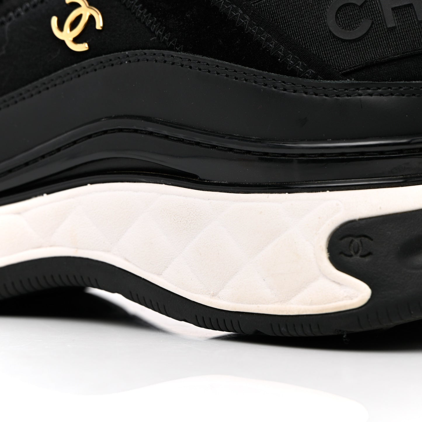 Velvet Calfskin Mixed Fibers CC Sneakers 41 Black