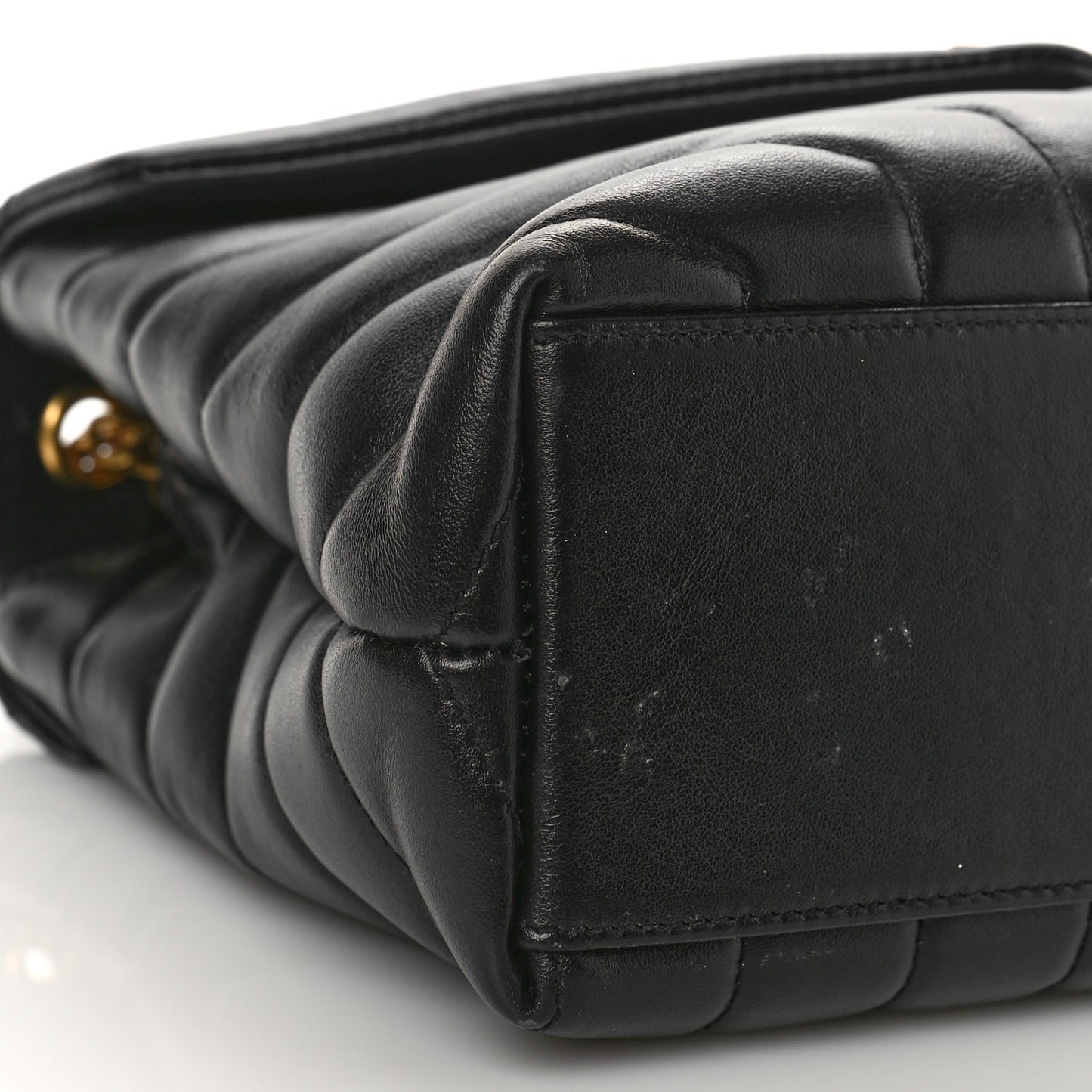 Calfskin Y Quilted Monogram Small Loulou Chain Satchel Black