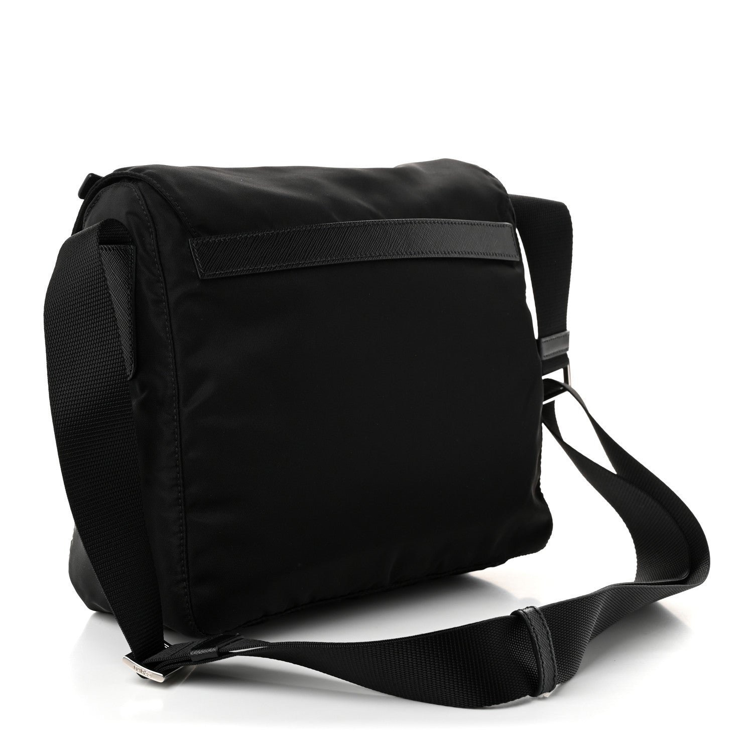 Prada Nylon Vela Saffiano Single Buckle Messenger Shoulder Bag Black 3 of 10