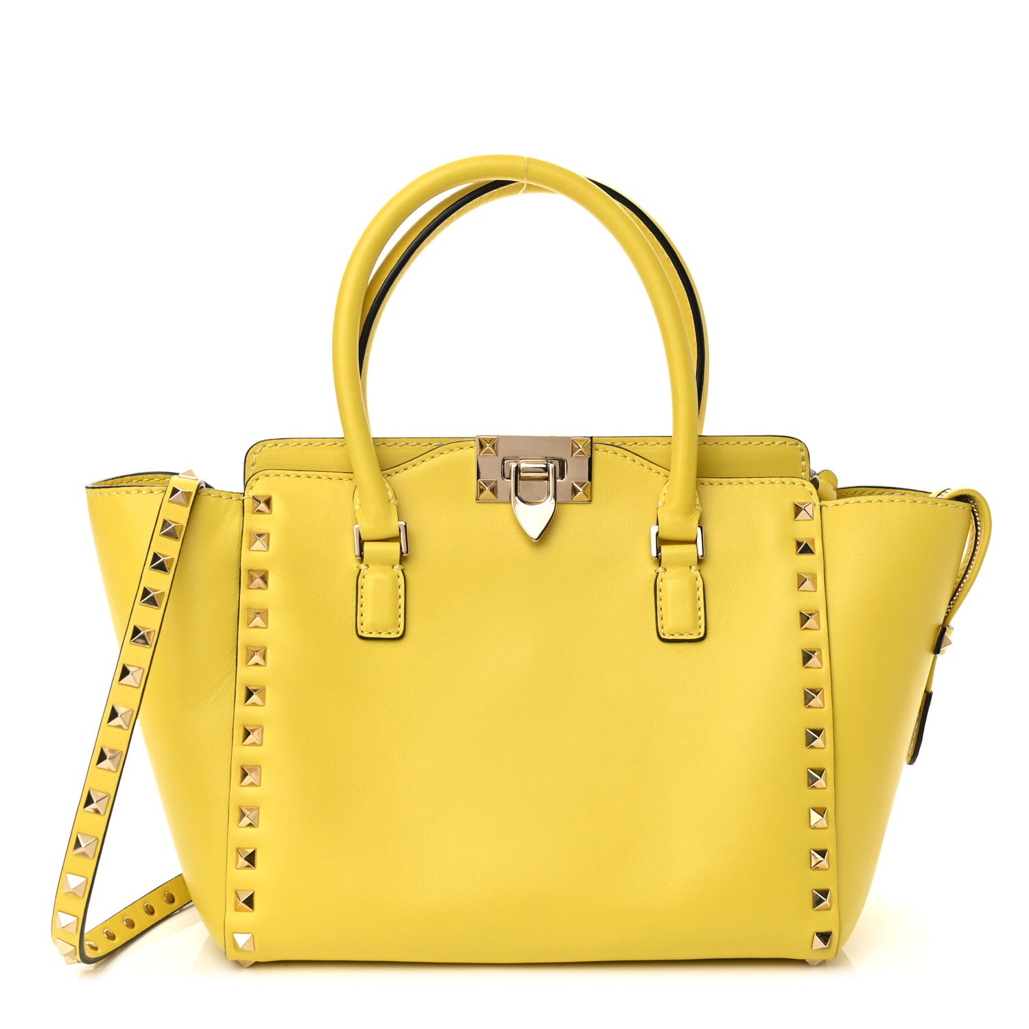 Valentino Garavani Vitello Small Rockstud Double Handle Tote Naples Yellow 1 of 9