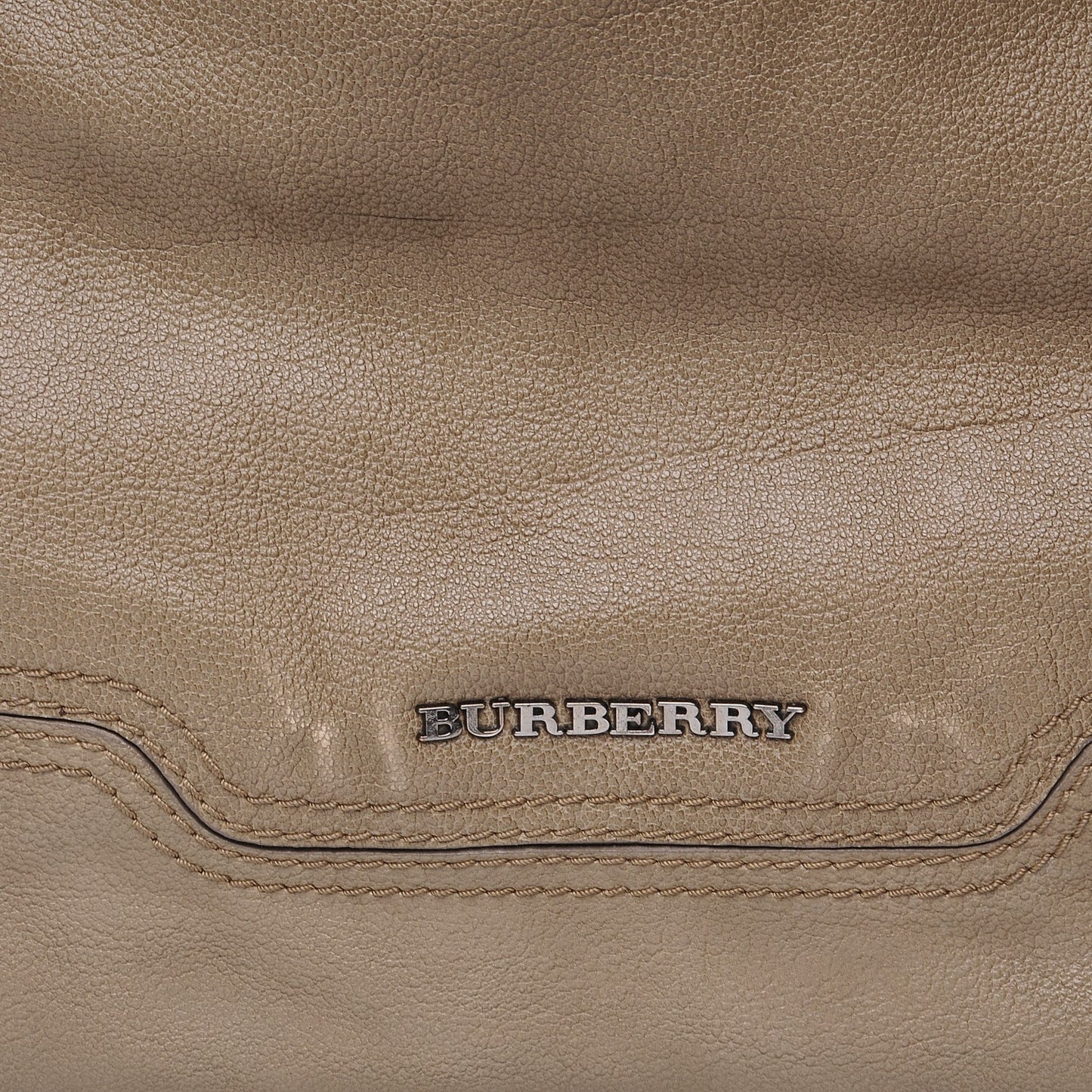 Grainy Calfskin Chain Hobo Taupe