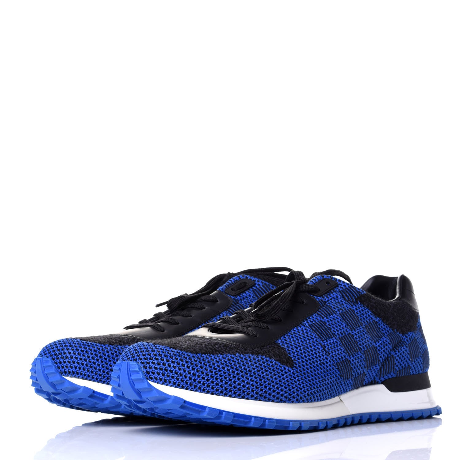 Louis Vuitton Calfskin Damier Mens Run Away Sneakers 10.5 Blue 3 of 10