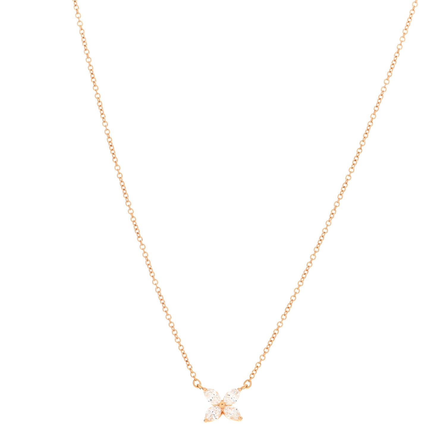 Tiffany 18K Rose Gold Diamond Small Victoria Necklace 1 of 4