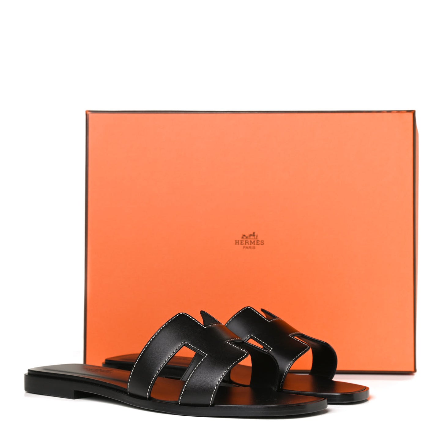 Box Calfskin Oran Sandals 37 Black