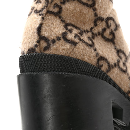 Gucci Covered Wool GG Monogram Womens Lace Up Combat Ankle Boots 36.5 Beige Ebony Black 12 of 13