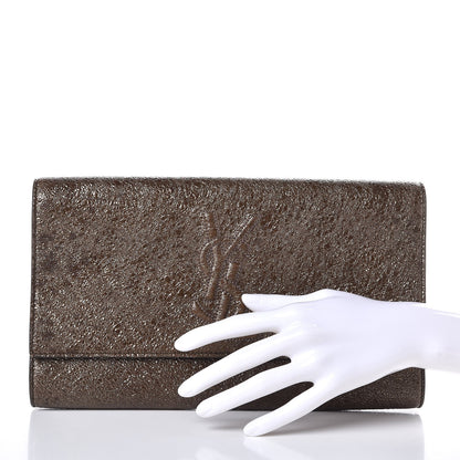 Saint Laurent Metallic Crackled Calfskin Large Belle De Jour Clutch Bronze 2 of 8