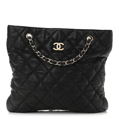 Chanel Crumpled Lambskin Quilted CC Shopping Tote Black 1 of 8