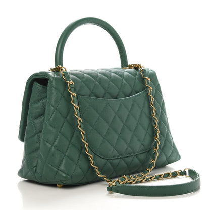 Chanel Caviar Quilted Small Coco Handle Flap Green 3 of 11